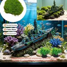3合1水族箱裝飾套組,復古沉船裝飾品 + 人造苔蘚 + 2件假草,水下遺跡魚類躲藏處裝飾 - 歡樂水族 - 查看 6