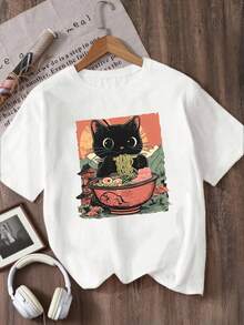 Camiseta de Cuello Redondo Estampada para Niñas - Blanco - Ver 1