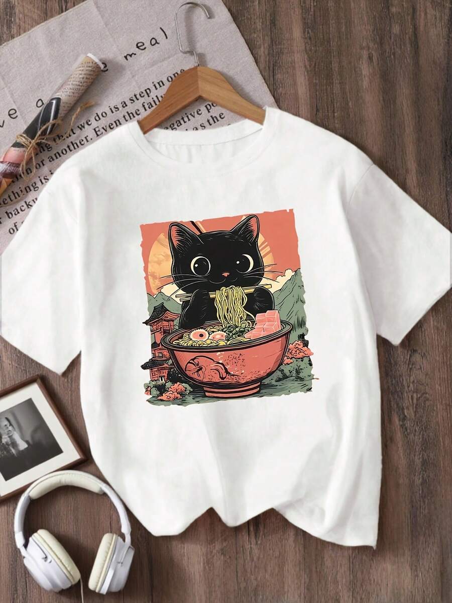 Camiseta de Cuello Redondo Estampada para Niñas - Blanco - Ver 1