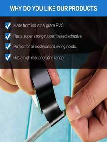 10 Rolls Black Electrical Insulation Tape - High Adhesion, Heat Resistant, Durable, Suitable For Wiring, Racket Handles And Home Use - Flame Retardant Insulation Tape - Ideal Choice For Electricians, DIY Enthusiasts And Homeowners - Set - View 8