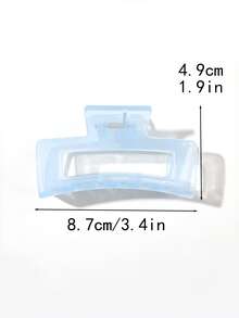 2pcs Set Milky White & Blue Solid Color Jelly Square Hair Claw Clip, Hair Claw For Bun, Ponytail, Half-Up Styling, Flyaway Hair Taming, Minimalist Casual Fresh Elegant Hair Accessory For Daily Home Office Commute Shopping Date Travel Vacation Beach Vacay Hair Clips - Multicolor - View 3