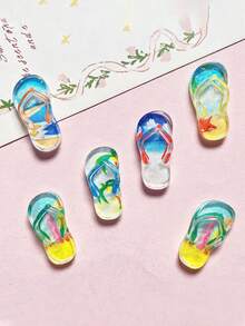 10/20/100 Stücke Sommer Eis Transparent Flip-Flop DIY Zubehör Handgefertigte Materialien Schuhschnallen Wasserflaschen Aufkleber Cremekleber Haarzubehör Harz Charms - Flip-Flops - Übersicht 6