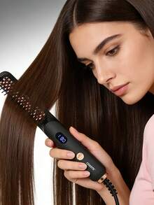 CRASTS Straight Hair Comb, Hair Straightener, Styling Brush, Home Use, Volumizing, Hair Care, Inward Curl, Dry Hair, Anti-Static, Dormitory - Black - View 12