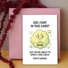 1pc Funny "Just Because" Greeting Card For Best Friend, Roommate, Partner – Cartoon Fart Cloud Illustration, Sarcastic Humor Card, - One Size Fits All - View 6