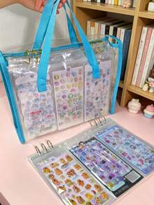 Juego de almacenamiento de pegatinas A4 de gran capacidad y diseño lindo - Juego de carpeta cuadrada portátil de PVC para colección de pegatinas, libro de pegatinas 3D reutilizable con brillo & accesorios de diario, álbum de pegatinas - Juego de almacenamiento de pegatinas - Ver 11