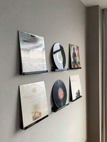 1pc Black Vinyl Record Display Shelf, Wall Mounted Acrylic Storage Rack For Displaying Vinyl Records, Magazines, Photos, Books - Multicolor - View 7