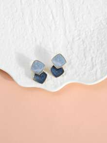 Geometric Pattern Earrings Suitable For Daily Wear - Blue - View 4