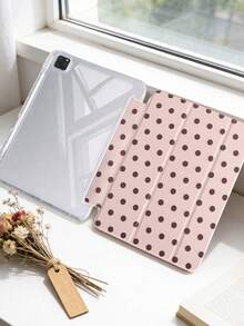 1件全透明壓克力殼三折平板保護殼 粉色大波點圖案，適用於 iPad 10th Gen/11th/10.2/10.5/Air4/Air5/10.9/Pro11/Air 11-In.(M2)-2024/Pro 11-In.(M4)-2024/Air 11-Inch (M3) 2025/(A16) 11 Inch 11th Generation 2025 Mini6/Mini7/Air1/Air2/9.7/Air 8(M4)2026(11-Inch) 機型 - 彩色 - 查看 5