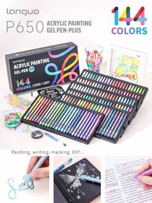 Languo 144/90/72/54/36/6 Colors Acrylic Paint Pen Set, 1.0mm Precision Color High Capacity Ink, Suitable For Line Drawing, Coloring, Outlining And Color Mixing, Applicable To Glass, Ceramics, Plastic, Wood, Stone, Fabric, Paper, Etc., Excellent Color Coverage Effect, Ideal Gift Choice, 2026 Art Supplies Stationery Essential - Sets - View 5