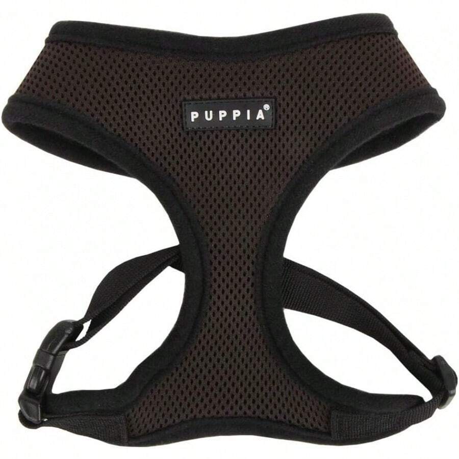 Authentic Puppia Soft Dog Harness, Red - Medium - Brown - View 1