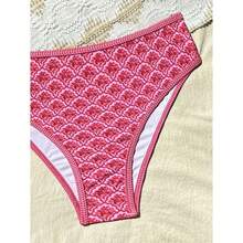 Textured Dot Underwire Bikini Set, New Arrival Beach Vacation Swimwear, Spaghetti Strap & High Cut Bottom, Gift Ready - Rose Red-1 - View 4