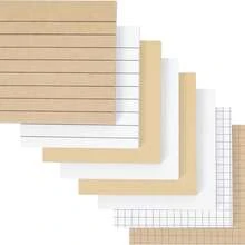 Kraft Paper & White Paper Sticky Note Set, 50 Sheets Per Book, Lined, Grid & Blank Multiple Styles Self-Adhesive Memo Pads, Suitable For Planner, Office, Student Notes & Stationery Use School Supplies - one-size - View 10