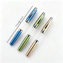 Bolígrafo de fuente de barril transparente de metal tipo pulsador con plumín absorbente de tinta multicolor para oficina, escuela, escritura, regalo de negocios - 3024 - Ver 10