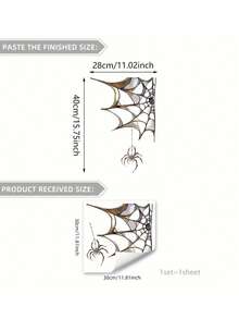 1pc11.81in Halloween Spider Web Static Cling Window Sticker, Double-Sided Visible Stained Glass Style Cobweb Decal With Hanging Spider For Home Window, Glass Door, Party Decor - Spider Web - View 8