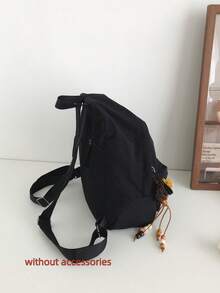 Mochila de unicolor minimalista, mochila de nylon arrugado con un solo bolsillo delantero, para escuela, uso diario, compras y salidas casuales - Multicolor - Ver 6