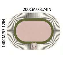 1pc Oval Green & Pink Area Rug, Living Room Carpet, Washable Rug, Home Decor - Multicolor - View 13