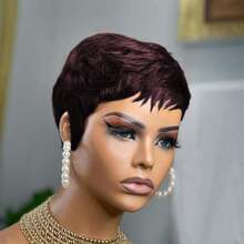 Short Wigs For Black Women, Real Hair Pixie Short Wigs, Brown, Black, Multi-Color Short Layered Wigs, Christmas & Daily Fashion Layered Short Wigs With Bangs - Multicolor - View 13