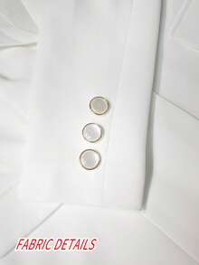 Women's Fashion Daily Commute Elegant White Suit Set (Gold Buttons) All Season New Workplace Two Pieces Set - White - View 4