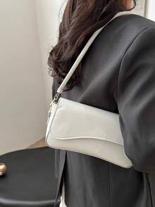 Fashionable Leopard Print Asymmetrical Flap Vintage Minimalist Elegant Shoulder Bag - White - View 6
