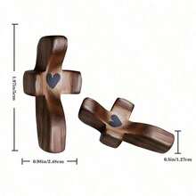 20pcs Small Creative Handheld Wooden Holding Cross Heart Charm, Soothing Encouragement Christian Prayer Token With Elegant Gift Bags, Religious Memorial Baptism Birthday Gifts For Family - Brown - View 7