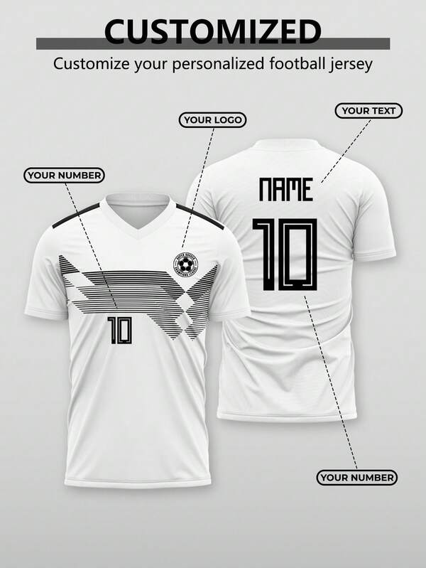 1pc, German National Team Customized 2026 Football (Soccer) Team Sports Jersey, Made Of White Fabric. Customized Team Apparel. The Design Includes Patterns And Letters. Player Number And Name Can Be Personalized. This Football Jersey Is Perfect As A Gift For Watching Matches, Father's Day Gift! Surprise! Or As A T-Shirt To Wear During Celebrations. Very Interesting!