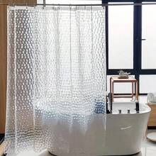 3D Translucent Water Cube Print Shower Curtain, Thickened Polyethylene Non-Woven Fabric, Forest Theme Design, Suitable For High-End Bathroom Decor, Modern Bathroom Shower Curtain - Multicolor - View 7