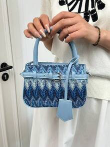 Dedoo Women's Casual Colorblock Textured Versatile Commuter Vintage Small Handbag, Metal Buckle Closure - Blue - View 7