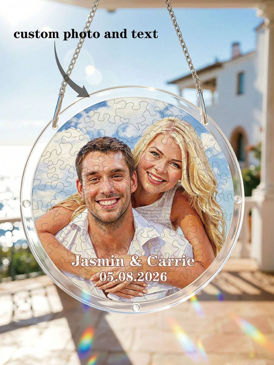 Personalized Acrylic Suncatcher Puzzle Jigsaw With Photo Text Custom Pet Or Family Suncatcher Puzzle Window Hanging Decor Acrylic Suncatcher Puzzle