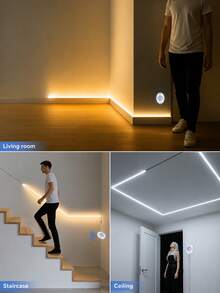 شريط إضاءة LED COB بمستشعر حركة PIR، يعمل بالطاقة عبر USB، مفتاح تلقائي للخزائن والدواليب، مسافة استشعار 3-5م، زاوية استشعار واسعة 120°، وقت تأخير قابل للتعديل، أبيض دافئ/أبيض طبيعي/أبيض بارد - مفتاح استشعار الحركة بالأشعة تحت الحمراء - مشاهدة 10
