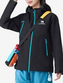 CAMEL CROWN Women's Single-Layer Hardshell Outdoor Jacket, Comfortable, Water-Repellent, And Lightweight Hiking Mountaineering Jacket Suitable For Spring - Phantom Black - View 3