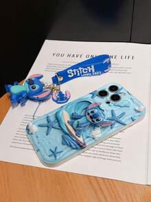 Disney Lilo And Stitch Phone Case : 3D Fluffy Pattern Border Protector Phone Soft Phone Case With A Free Cute Stitch Bracelet Chain Lanyard, Stitch, Lilo, Angel, For Apple 17 Promax 17 Pro 16 15 14 13 12 11 Pro Max XS Max X XR Soft Cover Summer Phone Case - 白色 - 查看 6