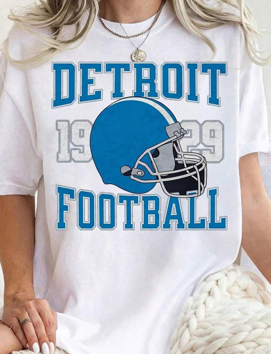 Sudadera con Capucha Vintage de Fútbol Americano de Detroit para Hombre, Mujer y Niños, Ropa Deportiva Unisex, Camiseta para el Día del Partido de Fútbol Americano, Detroit Fan, Camiseta de - Negro - Ver 1