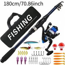Set Pancing Teleskopik Deep Blue 1,8m dengan Reel Terpasang, Kotak Pancing & Tas Penyimpanan, Perlengkapan Memancing Air Tawar Portabel Ramah Pemula untuk Berkemah - Biru - View 8