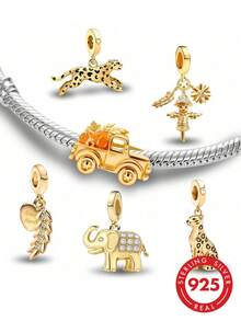 1pc 925 Sterling Silver Crouching Cheetah Charm, Suitable For Women Bracelet/Bangle DIY Jewelry Making, Exquisite Jewelry & Daily Accessory Decoration - Beads - View 1