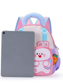 New Rabbit Pattern Student Backpack, Unisex, Lightweight And Minimalist, Suitable For School Or Travel - Purple - View 3