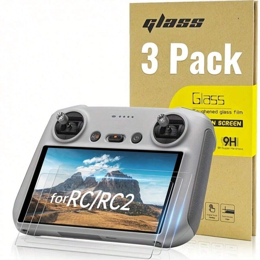 3pcs Tempered Glass Screen Protector For Mini 3 Pro/Mavic 3 Pro/Air 3 Drone Remote Controller RC/RC 2, 9H Hardness, High Clarity, Anti-Glare And Anti-Scratch Protection - View 1