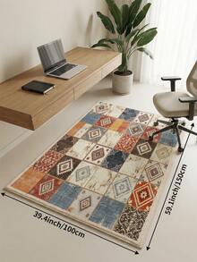 1 pieza Alfombra de sala de estar con patchwork multicolor, adecuada para cocina, comedor, dormitorio, decoración de habitación festiva, interior/exterior, oficina, vestíbulo, felpudo antideslizante, alfombra de baño, pasillo, área de estudio y juegos - Multicolor - Ver 17
