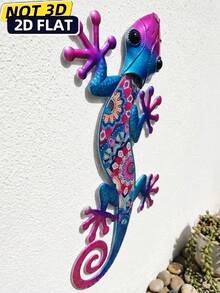 2D Flat 1pc Vibrant Acrylic Gecko Wall Decor, Home Decoration Artwork, Indoor And Outdoor Hanging Decoration, Suitable For Garden, Fence And Porch Decoration, Birthday Party Decoration, Outdoor Garden Decor Wall Sticker, Party Decoration Gift - Gecko Wall Stickers - View 7