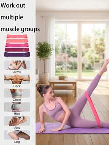 Yoga Resistance Bands 5 Level Rubber Bands For Men Women Non-Slip Tension Rope For Workout Exerise Gym Running Travel Back To School Home Decor Summer Exerise Indoor Outdoor Birthday Gift Party Favor Essential Accessory - Multicolor - View 4