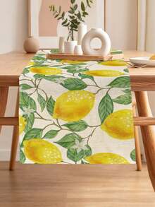 1 pieza Camino de mesa con patrón de limón, 4 piezas Manteles individuales con patrón de limón, Adecuado para vacaciones, fiestas, cumpleaños, cenas, decoración de mesa de cocina y comedor, decoración de habitación para todas las estaciones, decoración textil para el hogar Camino de mesa - Multicolor - Ver 9