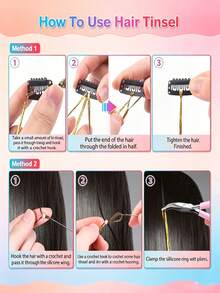 8pcs Laser Hair Extensions Set, Fashion Women's Hair Accessories Set, Holiday Shiny Hair Extensions, Colorful Glitter Hairbands & Clips, Holiday Gift Fairy Hair Accessories, Party Sparkling Hair Accessories, Halloween Party (Multi-Color) - Multicolor - View 5