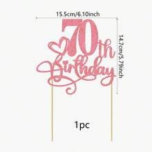 1pc Gold Glitter Birthday Cake Topper For Milestone Anniversary Party Decorations, Sparkly Cake Picks For 20th 21th 30th 40th 50th 60th 70th 80th Birthday Celebration - Classic Heart Birthday - View 20