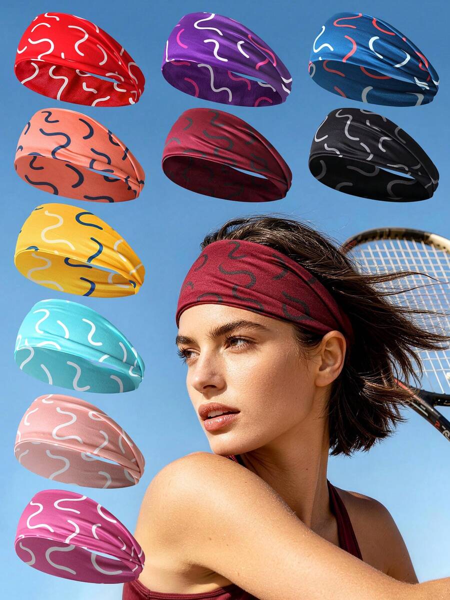 7Pcs/12Pcs Women's Outdoor Sports Exercise Multi-Color Headbands Sweatbands Summer Hair Accessories - Multicolor - View 1