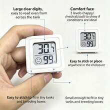 Reptile Enclosure Thermometer And Hygrometer, Digital Display, High-Precision Temperature And Humidity Monitor. A Practical Father's Day Gift For Reptile Enthusiasts (Batteries Included). - A - View 6