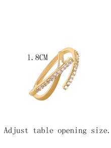 1 buah Cincin Salib Berlian Imitasi, Desain Berongga Minimalis, Cincin Garis Geometris yang Segar, Manis, dan Modis, Cincin Pita Tipis untuk Wanita - Emas - View 5