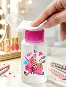 Botella de removedor de esmalte de uñas con patrón de lazo, adecuada para removedor de esmalte de uñas - Botella de embalaje de viaje recargable, adecuada para uso en el hogar, salón y viajes. Removedor de maquillaje de labios y ojos, reutilizable, botella de removedor de maquillaje, esencial de viaje - Multicolor - Ver 1