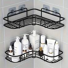 5pcs Self-Adhesive Shower Caddy, Rust-Proof Stainless Steel Bathroom Storage Rack, Large Capacity No-Drill Organizer, Suitable For Bathroom Storage And Home Decor - Multicolor - View 2