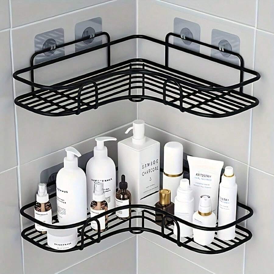 5pcs Self-Adhesive Shower Caddy, Rust-Proof Stainless Steel Bathroom Storage Rack, Large Capacity No-Drill Organizer, Suitable For Bathroom Storage And Home Decor