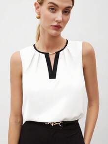MARILYN MONNA New Elegant And Romantic Women's Blouse With A Chic Urban Style. Versatile For Office Wear, Suitable For Wedding Guests. Off-The-Shoulder Black Block Blouse. - 白 色 - 查看 1