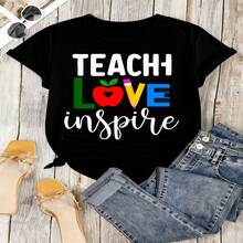 Teacher Appreciation Graphic T-Shirt Thank You Teacher Best Teacher Educator Gift Heartfelt 100% Cotton Oversized Soft Breathable Casual Crewneck Short Sleeve Top Teachers Educators School Staff Gift Givers - 黑色 - 查看 18